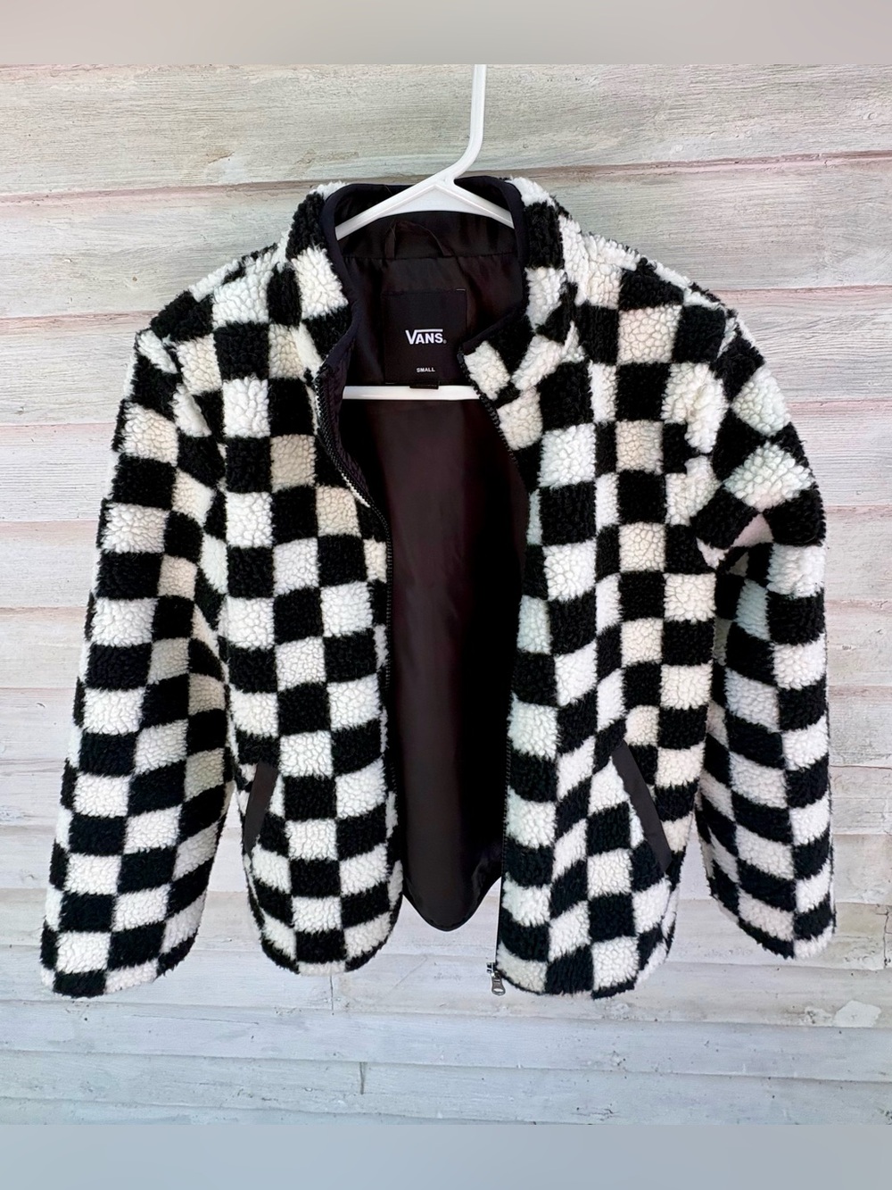 Vans Black & White Checkerboard Sherpa Jacket